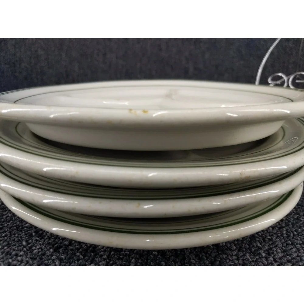 Wellsville Green Band Divided Grill Plates 9.5